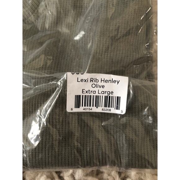 Marine Layer Lexi Top Rib Henley Scoop Neck Long Sleeve Tee Olive Green NWT XL - Picture 5 of 8